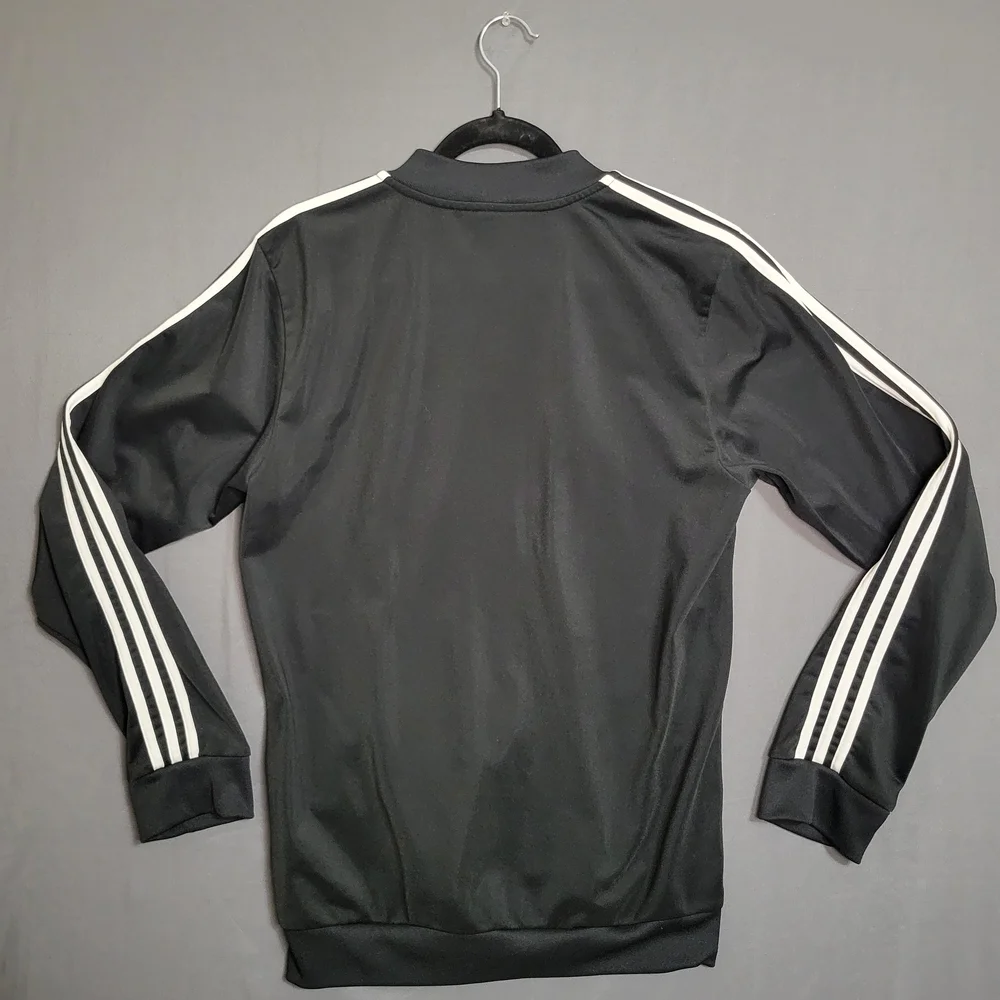 adidas Black Track Jacket with White Signature Stripes